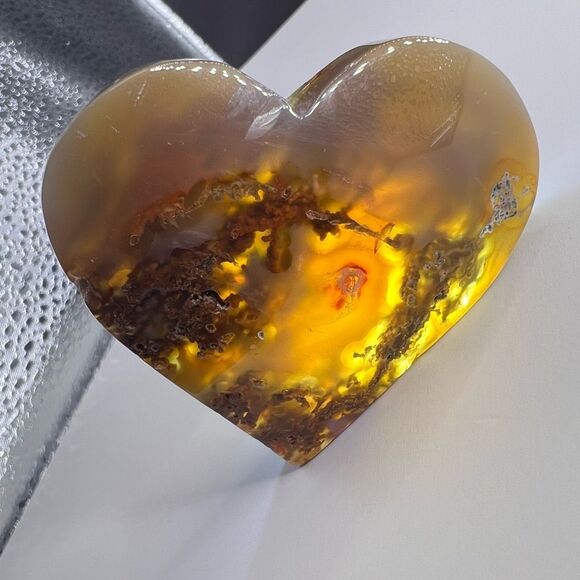 Moss‎ Agate Crystal Heart (#5) - Picture 10 of 14